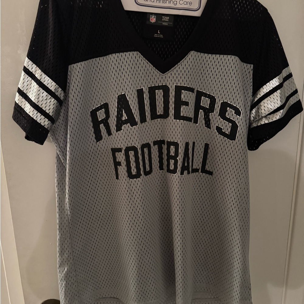 NFL Raiders Jersey Black and Gray V-Neck Mesh